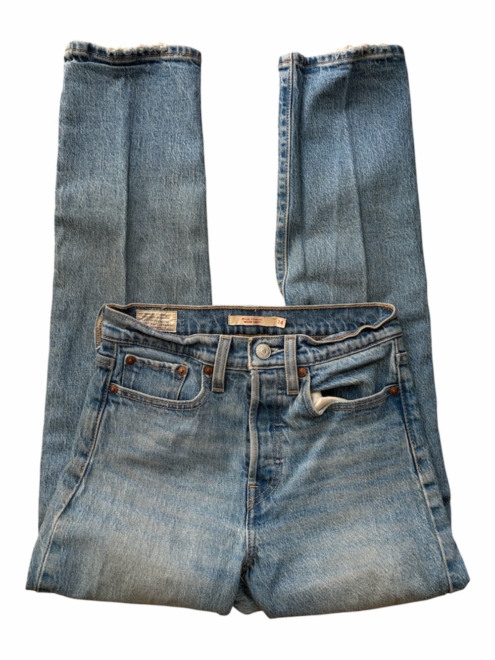 Levi’s Wedgie Straight Jeans High Rise Medium Wash Denim Classic Y2K Minimalist